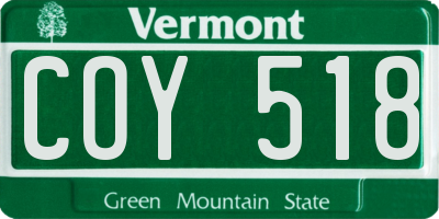 VT license plate COY518