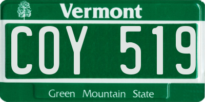 VT license plate COY519