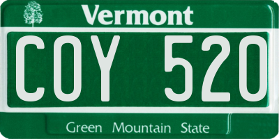 VT license plate COY520
