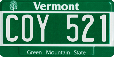VT license plate COY521