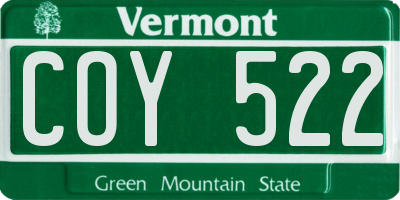 VT license plate COY522