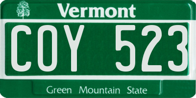 VT license plate COY523