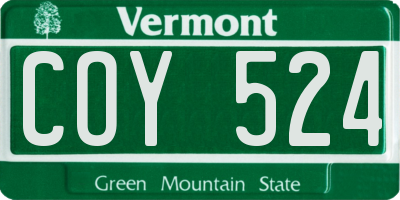 VT license plate COY524