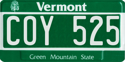 VT license plate COY525