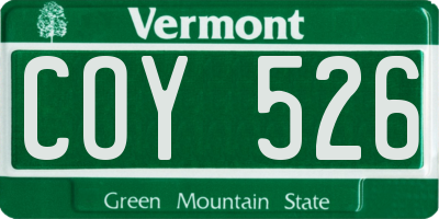 VT license plate COY526
