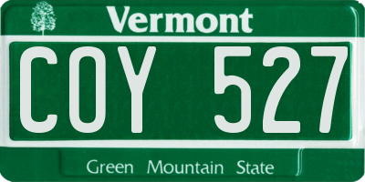 VT license plate COY527