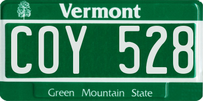 VT license plate COY528