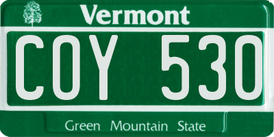 VT license plate COY530
