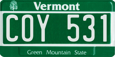 VT license plate COY531