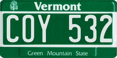 VT license plate COY532
