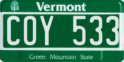 VT license plate COY533