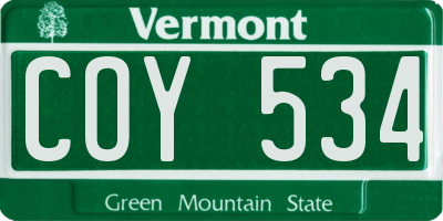 VT license plate COY534