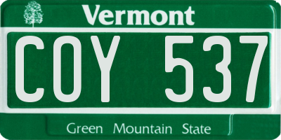 VT license plate COY537