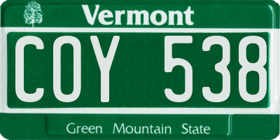VT license plate COY538