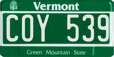 VT license plate COY539