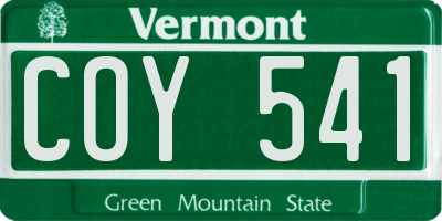 VT license plate COY541