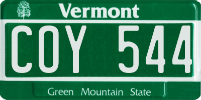 VT license plate COY544