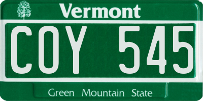 VT license plate COY545