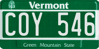 VT license plate COY546