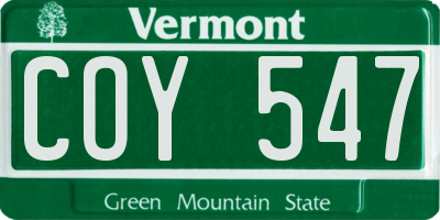 VT license plate COY547