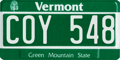 VT license plate COY548
