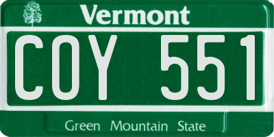 VT license plate COY551