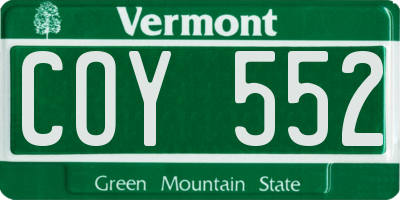 VT license plate COY552