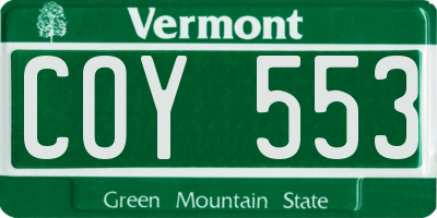 VT license plate COY553