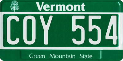 VT license plate COY554
