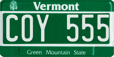 VT license plate COY555