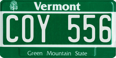 VT license plate COY556