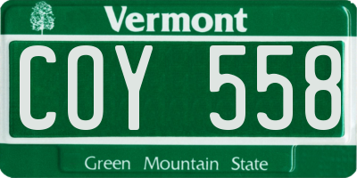 VT license plate COY558