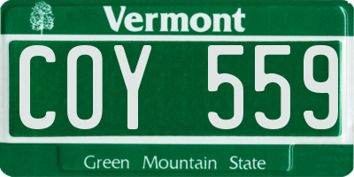 VT license plate COY559