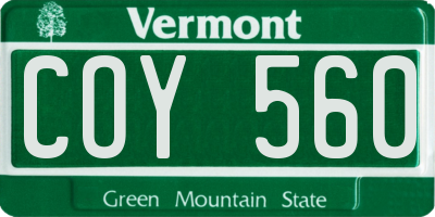VT license plate COY560