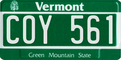 VT license plate COY561