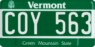 VT license plate COY563