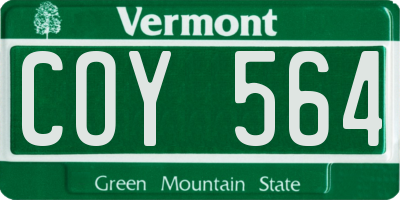 VT license plate COY564