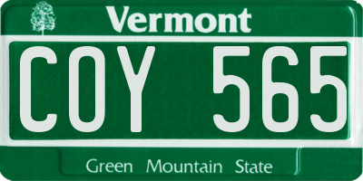 VT license plate COY565