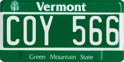 VT license plate COY566