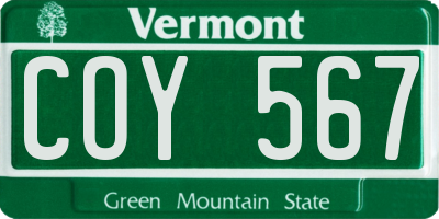 VT license plate COY567