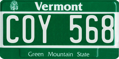 VT license plate COY568