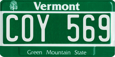 VT license plate COY569