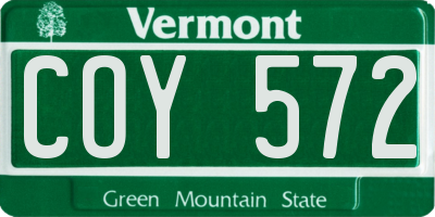 VT license plate COY572