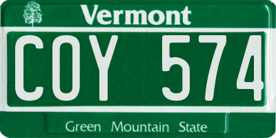 VT license plate COY574