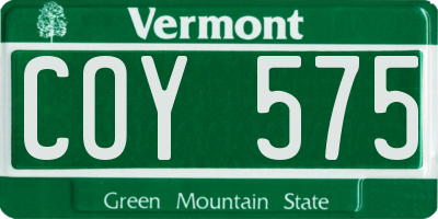 VT license plate COY575