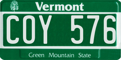 VT license plate COY576