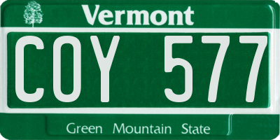 VT license plate COY577