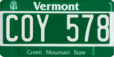 VT license plate COY578