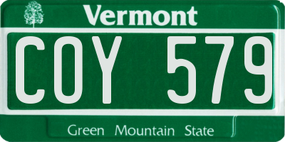 VT license plate COY579
