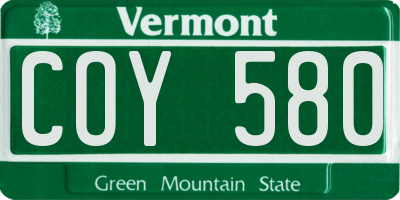 VT license plate COY580